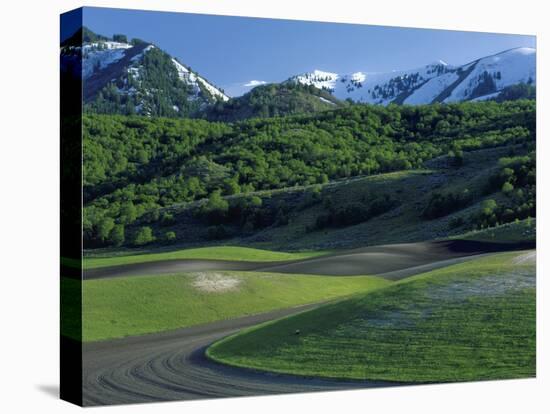 Utah. USA. Fields in Spring Below Wellsville Mountains. Cache Valley-Scott T. Smith-Premier Image Canvas