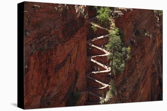 Utah, Zion National Park, Hikers on Walters Wiggles Zigzag-David Wall-Premier Image Canvas