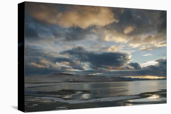 Utan, Antelope Island State Park. Clouds at Sunset over a Wintery Great Salt Lake-Judith Zimmerman-Premier Image Canvas