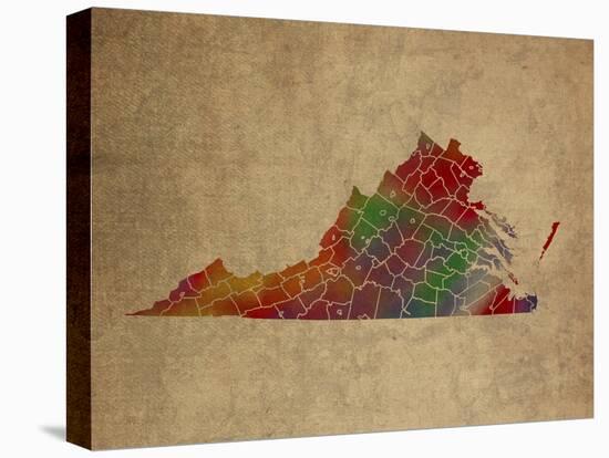 VA Colorful Counties-Red Atlas Designs-Premier Image Canvas