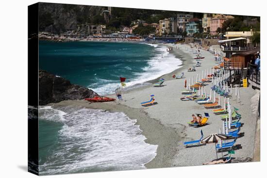 Vacationers Enjoying the Beach, Monterosso, Cinque Terre, Italy-Terry Eggers-Premier Image Canvas