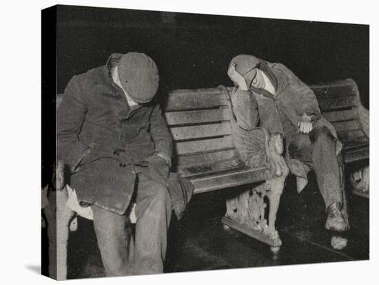 Vagrants Asleep on Bench on Thames Embankment, London-Peter Higginbotham-Premier Image Canvas