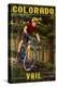 Vail, Colorado - Mountain Biker in Trees-Lantern Press-Stretched Canvas