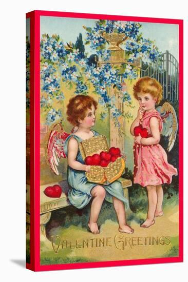 Valentine Greetings, Angels with Hearts-null-Stretched Canvas