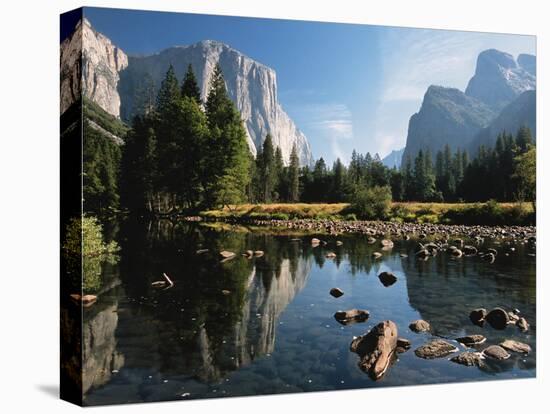 Valley View of El Capitan, Cathedral Rock, Merced River in Yosemite National Park, California, USA-Dee Ann Pederson-Premier Image Canvas