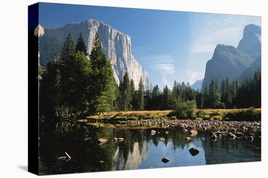 Valley View of El Capitan, Cathedral Rock, Merced River in Yosemite National Park, California, USA-Dee Ann Pederson-Premier Image Canvas
