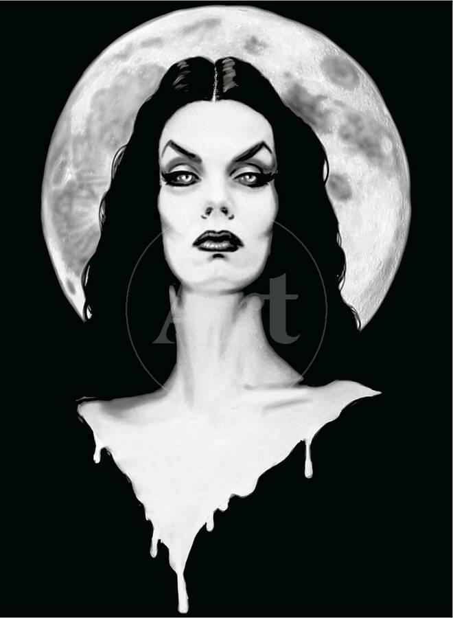 Vampira Dark Goddess Of Horror Stretched Canvas Print Shayne Of The Dead Art Com