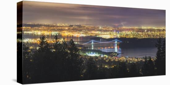 Vancouver city skyline panoramic view at night, Vancouver, British Columbia, Canada, North America-JIA HE-Premier Image Canvas