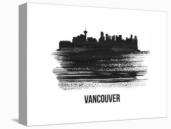 Vancouver Skyline Brush Stroke - Black II-NaxArt-Stretched Canvas