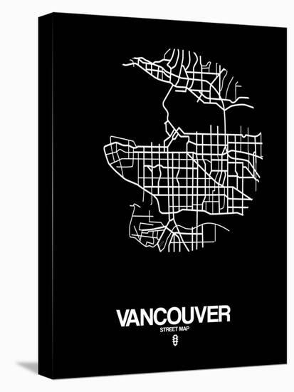 Vancouver Street Map Black-NaxArt-Stretched Canvas