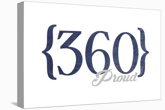 Vancouver, Washington - 360 Area Code (Blue)-Lantern Press-Stretched Canvas