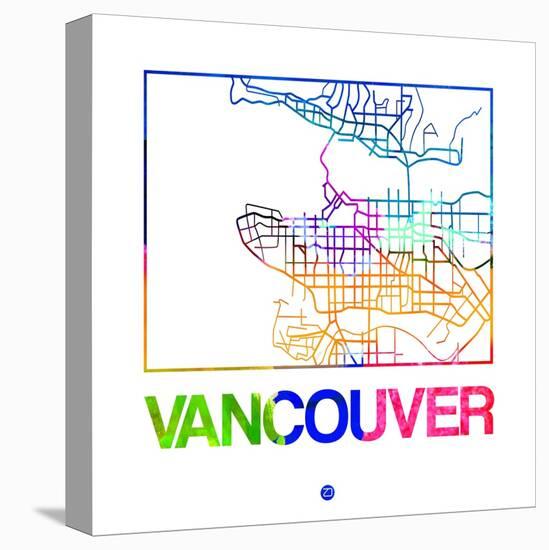 Vancouver Watercolor Street Map-NaxArt-Stretched Canvas