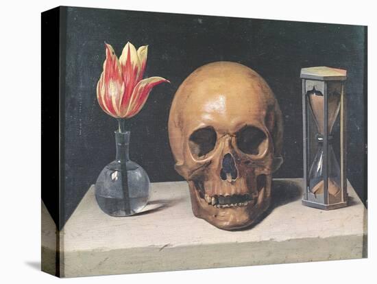 Vanitas Still Life with a Tulip, Skull and Hour-Glass-Philippe De Champaigne-Premier Image Canvas