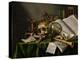 Vanitas, Still Life with Books, Manuscripts and a Skull-Edward Collier-Premier Image Canvas