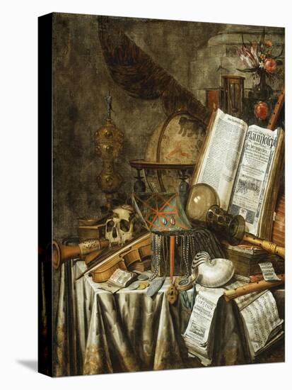 Vanitas Still Life with Musical Instruments, Books, and Other Things, 1663-Evert Collier-Premier Image Canvas