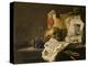 Vanitas Still Life with Skull, Papers, A Wax Seal and a Burning Log-N. L. Peschier-Premier Image Canvas