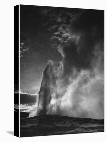 Various Angles During Eruption. "Old Faithful Geyser Yellowstone National Park" Wyoming  1933-1942-Ansel Adams-Stretched Canvas