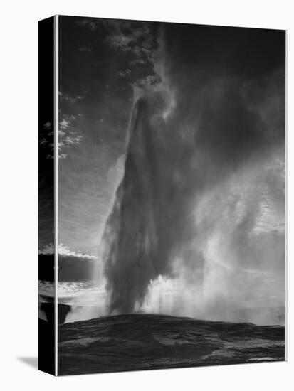 Various Angles During Eruption. "Old Faithful Geyser Yellowstone National Park" Wyoming  1933-1942-Ansel Adams-Stretched Canvas