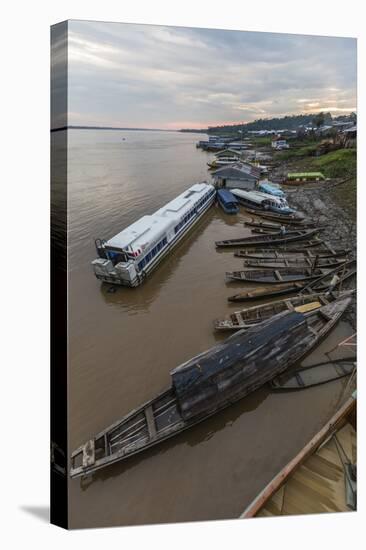 Various boats along the banks of the Amazon River, Loreto, Peru, South America-Michael Nolan-Premier Image Canvas