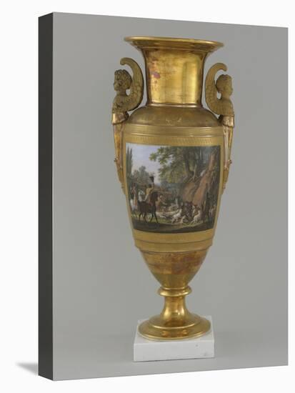 Vase en porcelaine de Paris avec scène de chasse-null-Premier Image Canvas