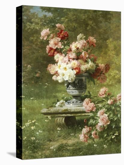 Vase Mit Pfingstrosen in Einem Garten-Louis Marie Lemaire-Premier Image Canvas