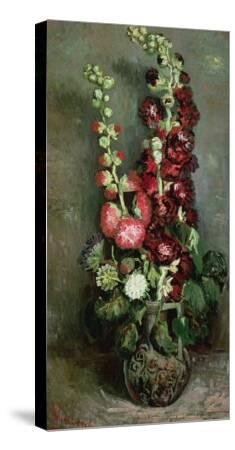 canvas hollyhocks 1886 vase lightweight hang stunning ready would
