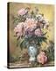 Vase Of Peonies And Canterbury Bells-Albert Williams-Stretched Canvas