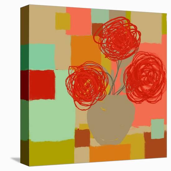 Vase of Red Flowers II-Yashna-Stretched Canvas