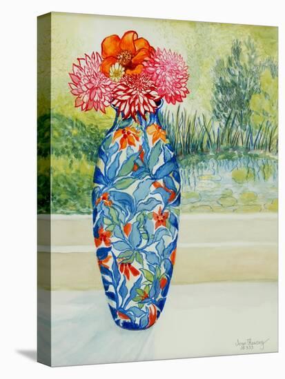 Vase with Dahlias and View of the Pond, 2001-Joan Thewsey-Premier Image Canvas