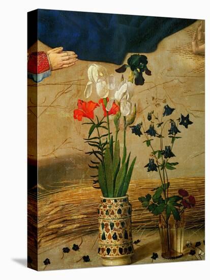 Vase with White, Red and Blue Lilies and Iris, Another with Seven Columbines-Hugo van der Goes-Premier Image Canvas