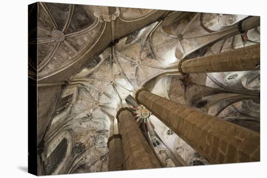 Vault in Santa Maria del Mar in Barcelona, Catalonia, Spain-null-Stretched Canvas
