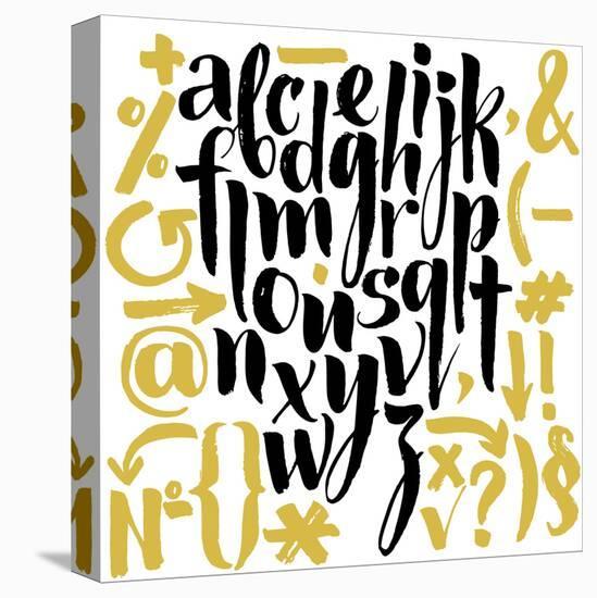 Vector Alphabet. Hand Drawn Letters. Letters of the Alphabet Written with a Brush.-veraholera-Stretched Canvas
