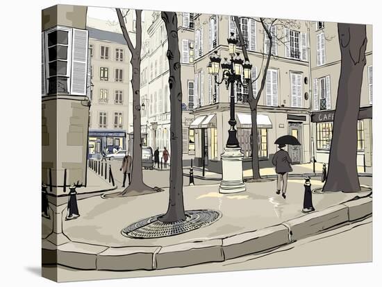Vector Illustration of Furstemberg Square in Paris-isaxar-Stretched Canvas