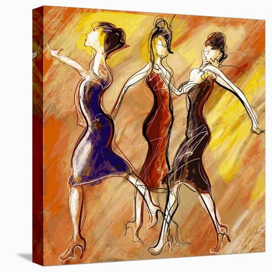 Vector Illustration of Women Dancing-isaxar-Stretched Canvas