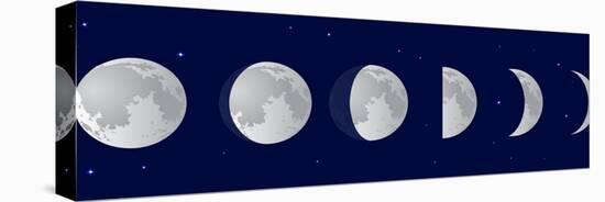 Vector Illustration Set. Phases of the Moon or Lunar Phase in the Night Sky with Stars. Different S-Iv-design-Stretched Canvas