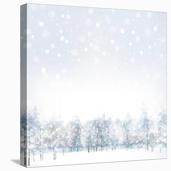 Vector of Winter Scene with Forest Background.-rvika-Stretched Canvas