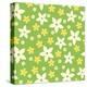 Vector Seamless Pattern with White and Yellow Flowers on Green.-Naddiya-Stretched Canvas