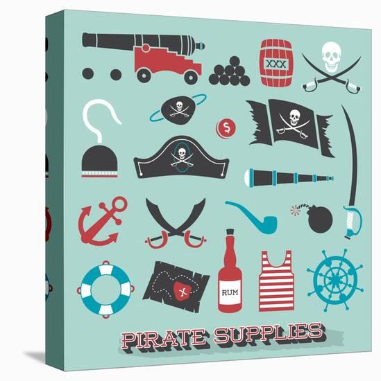 Vector Set: Pirate Supplies Silhouettes and Icons-vreddane-Stretched Canvas