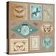Vector Set: Vintage Post Stamps with Calligraphic Hand Drawn Butterflies - for Design and Scrapbook-woodhouse-Stretched Canvas