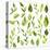 Vector Watercolor Green Leaves and Branches-cat_arch_angel-Stretched Canvas