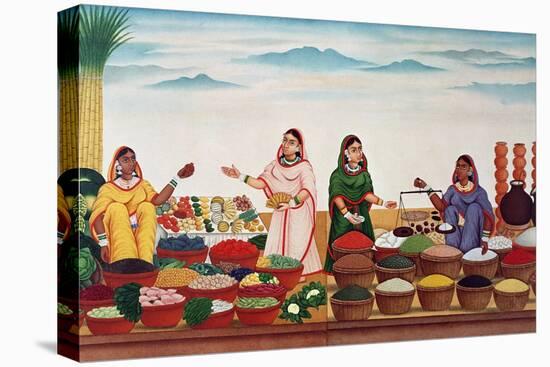 Vegetable and Spice Market at Benares, circa 1840-Indian School-Premier Image Canvas