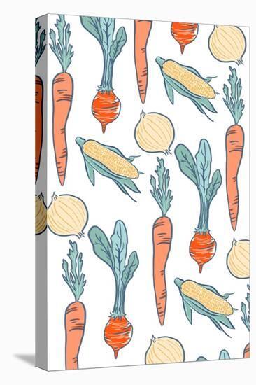 Vegetable Pattern - Letterpress-Lantern Press-Stretched Canvas