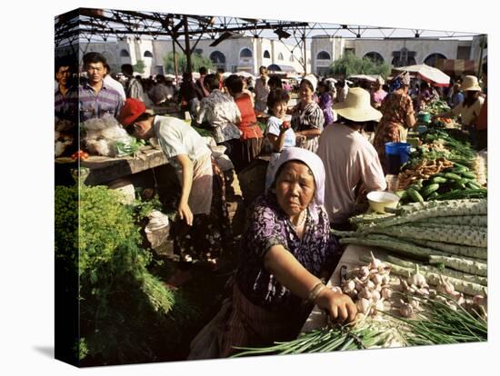 Vegetable Seller, Osh Bazaar, Bishkek, Kyrgyzstan, Central Asia-Upperhall-Premier Image Canvas