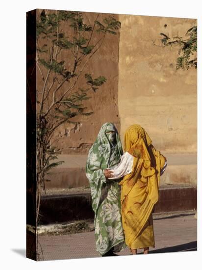 Veiled Muslim Women Talking at Base of City Walls, Morocco-Merrill Images-Premier Image Canvas