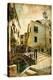 Venetian Channels - Artwork In Retro Style-Maugli-l-Stretched Canvas