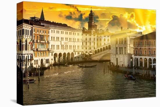 Venetian Sunlight - Last rays of Sunshine on the Rialto Bridge-Philippe HUGONNARD-Premier Image Canvas