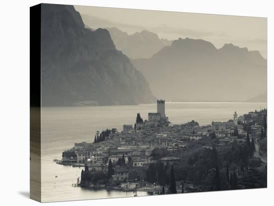 Veneto, Lake District, Lake Garda, Malcesine, Aerial Town View, Italy-Walter Bibikow-Premier Image Canvas