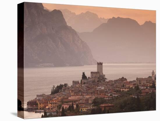 Veneto, Lake District, Lake Garda, Malcesine, Aerial Town View, Italy-Walter Bibikow-Premier Image Canvas