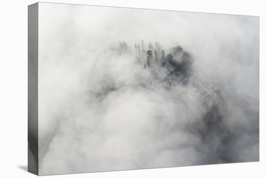 Veneto Mystically in the Fog, Aerial Picture, Cemetery, Ground Fog, Bassano, Italy-Frank Fleischmann-Premier Image Canvas