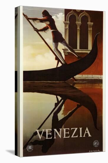 Venezia Venice Man Rowing Gondola-null-Premier Image Canvas